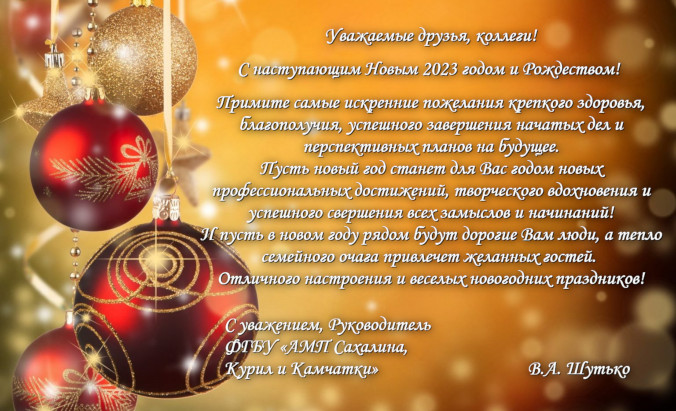 Новогоднее поздравление руководителя АМП Сахалина, Курил и Камчатки